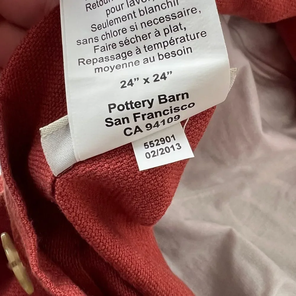 Pottery Barn Embroidered Floral Rust Orange and Cream Euro Sham Pillow Case